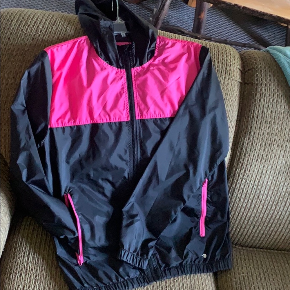 Vinyl zipped hooded jacket